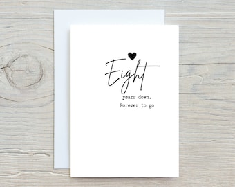 8th Anniversary Card, Eight Anniversary Card, Anniversary Card, Paper Anniversary Gift, Eighth Wedding Anniversary Card