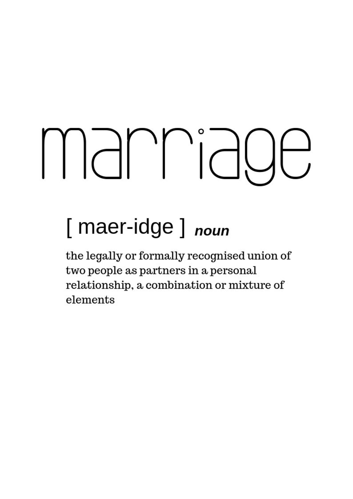 Love Definition Marriage Definition Wall Print Typography Etsy