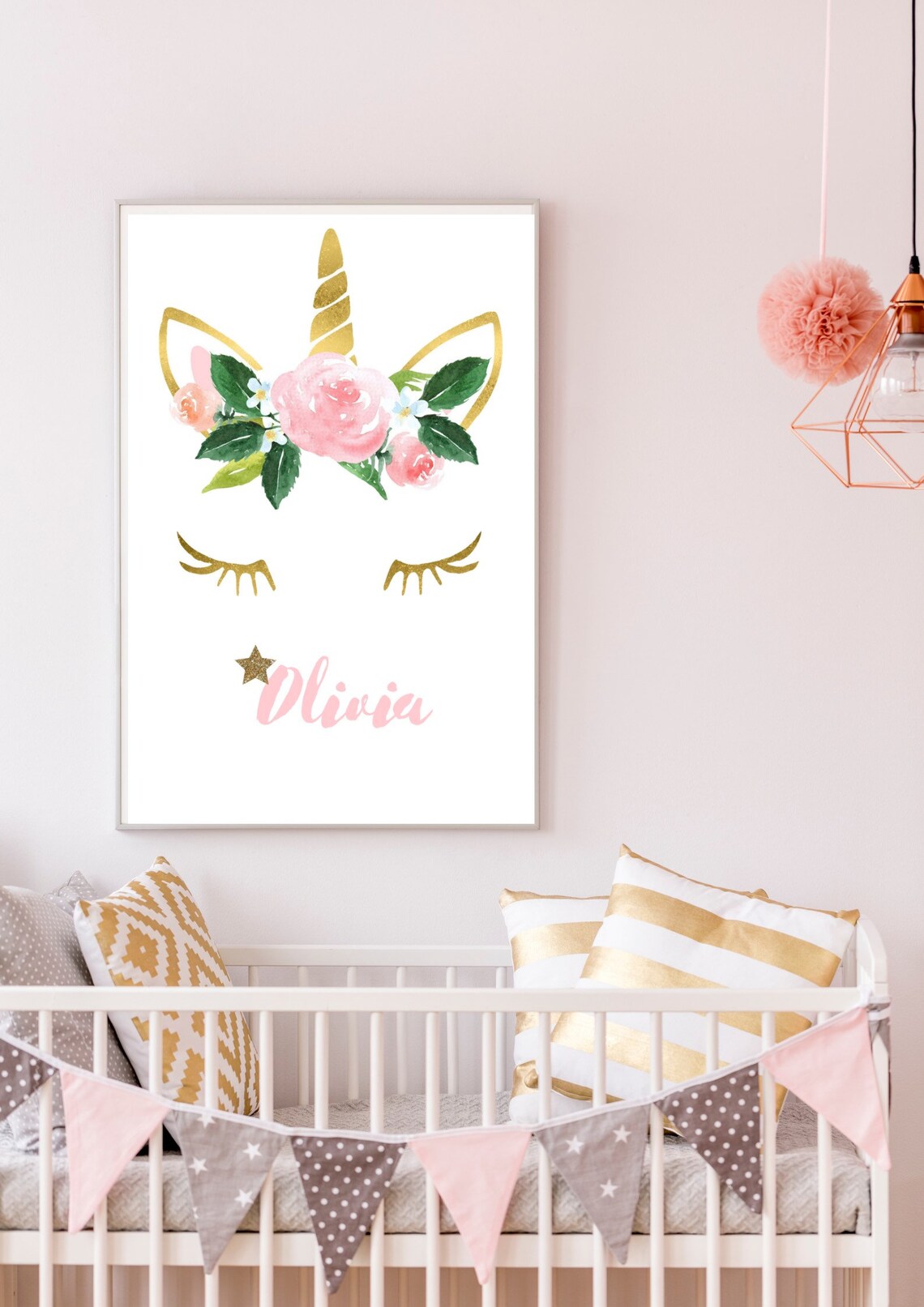 Personalised Girls Unicorn Print Name Print Girls Room - Etsy
