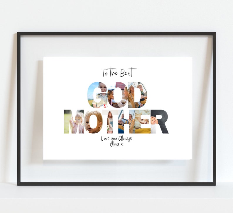 Godmother Print, Personalised Godmother Gift, Godmother Photo Print, Personalised Photo Print, Christening Gift, Godmother Gift image 1