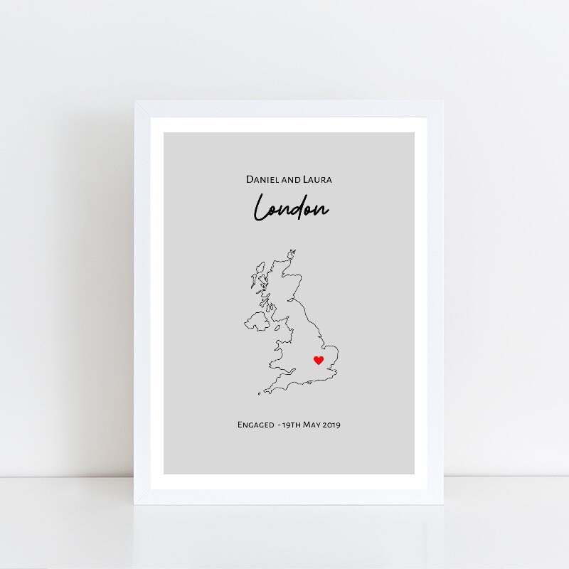Personalised Engagement Engagement Map Calendar Frame Etsy