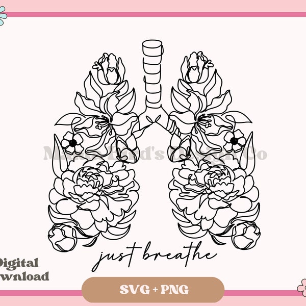 Just Breathe PNG + SVG 昇華ファイル | トレンディな T シャツ デザイン |