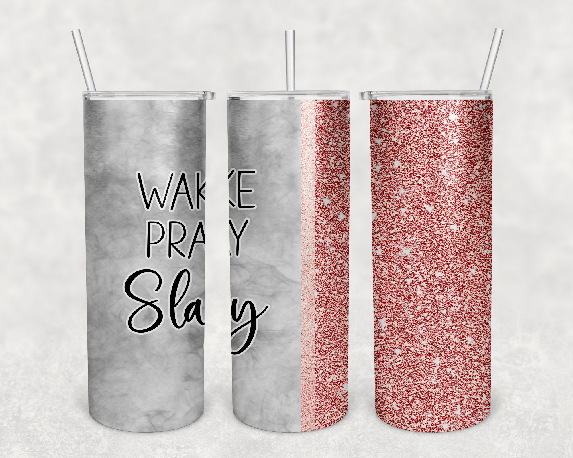 wake play slay, vaso inspirador, diseño de vaso de sublimación, vaso de wake pray slay, vaso de sublimación inspirador, oración, matar