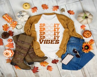 Spooky vibes, fall shirt design, halloween shirt design, spooky, ghost, sublimation, sublimation design, PNG, Halloween design, fall
