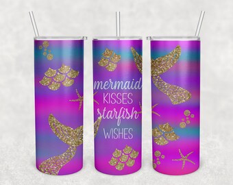 mermaid tumbler, mermaid kisses tumbler, mermaid sublimation tumbler, mermaid sublimation, mermaid sublimation design, PNG, commercial use