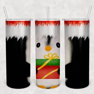 Santa penguin tumbler design, sublimation tumbler design, Christmas sublimation design, sublimation, PNG, Christmas design, penguin design