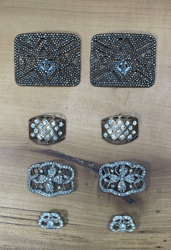 Lot of 4 Pairs of Antique Vintage Shoe Clips Buck… - image 1