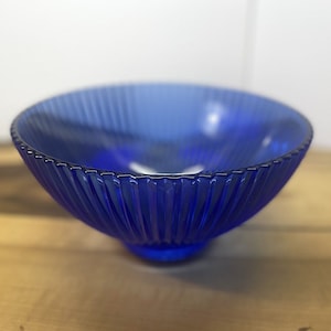 Vintage Cobalt Blue Depression Glass Large Footed Mixing Bowl 9" - Rare