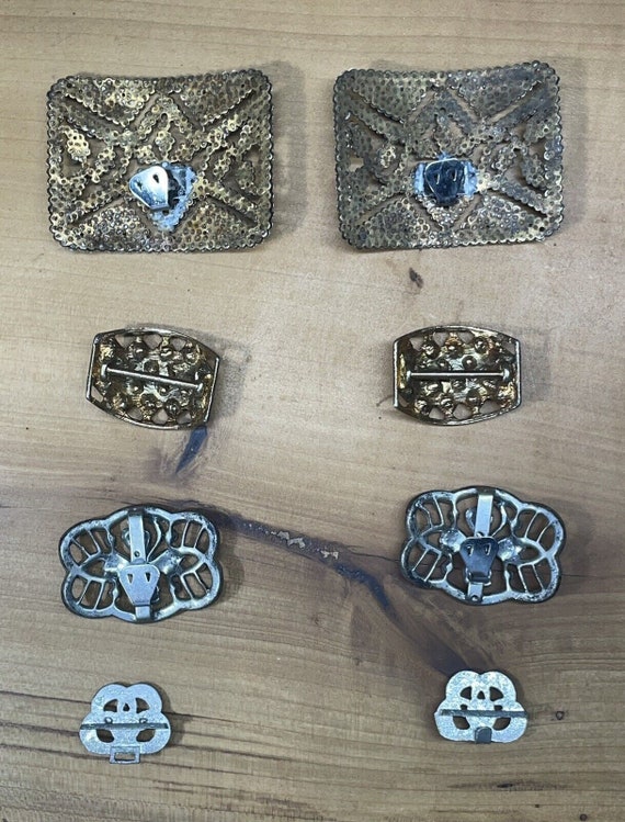 Lot of 4 Pairs of Antique Vintage Shoe Clips Buck… - image 4