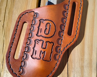 Personalized Pancake Style Knife Sheath; Folding Knife Sheath; Case or Trapper Style Knives; Left or Right Handed