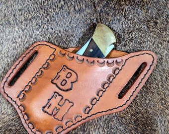 Personalized Pancake Style Knife Sheath; Folding Knife Sheath; Buck 110; Left or Right Handed