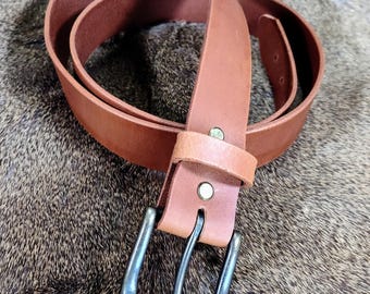Full Grain Leather Belt; Hand Cut Leather Belt; Men's Leather Belt With Buckle