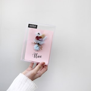 Personalized Dried Flower Cards - Pink (Mini bouquet - Calligraphy)