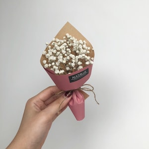 Mini Dried Baby's Breath flower Bouquet (Original-Kraft)