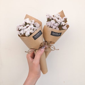Mini bouquet de fleurs séchées statiques (blanc cassé)