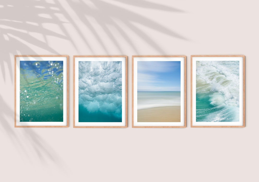Ocean Set of 4 Prints, Ocean Art, Waves Print, Ocean Waves Print ...