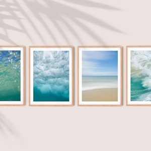 Ocean Set of 4 Prints, Ocean Art, Waves Print, Ocean Waves Print, Underwater Print, Set of 4 Beach Prints, Beach Print Set, Wall Decor