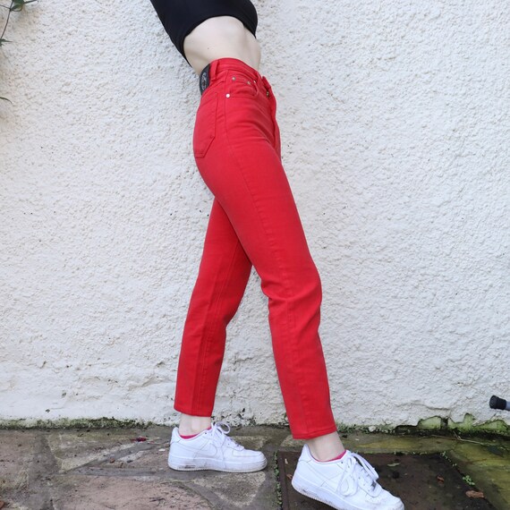 VERSACE rojo de cintura alta mom jeans UK6 | Etsy México