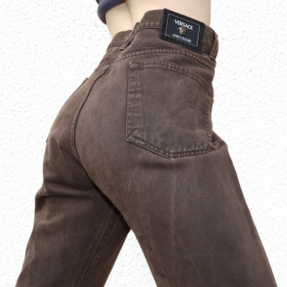VERSACE Brown Jeans UK18/20 - Etsy 