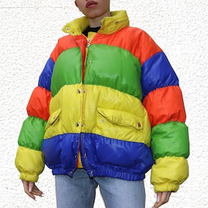 Rainbow Puffer Coat Etsy