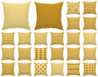 Mustard yellow throw pillow case 14x14 16x16 18x18 20x20 24x24 26x26, indoor or outdoor yellow decorative pillow, mustard euro sham