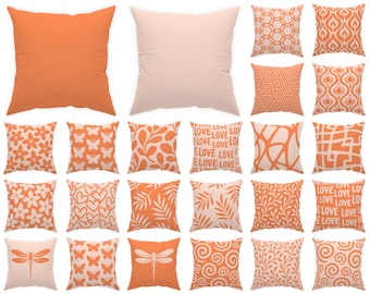 Almofada Paradise Orange para Exterior 14x14, 16x16, 18x18, 20x20, 24x24, 26x26, Almofada Decorativa Laranja, Capa de Almofada Laranja Vibrante, Decoração Moderna para Pátio