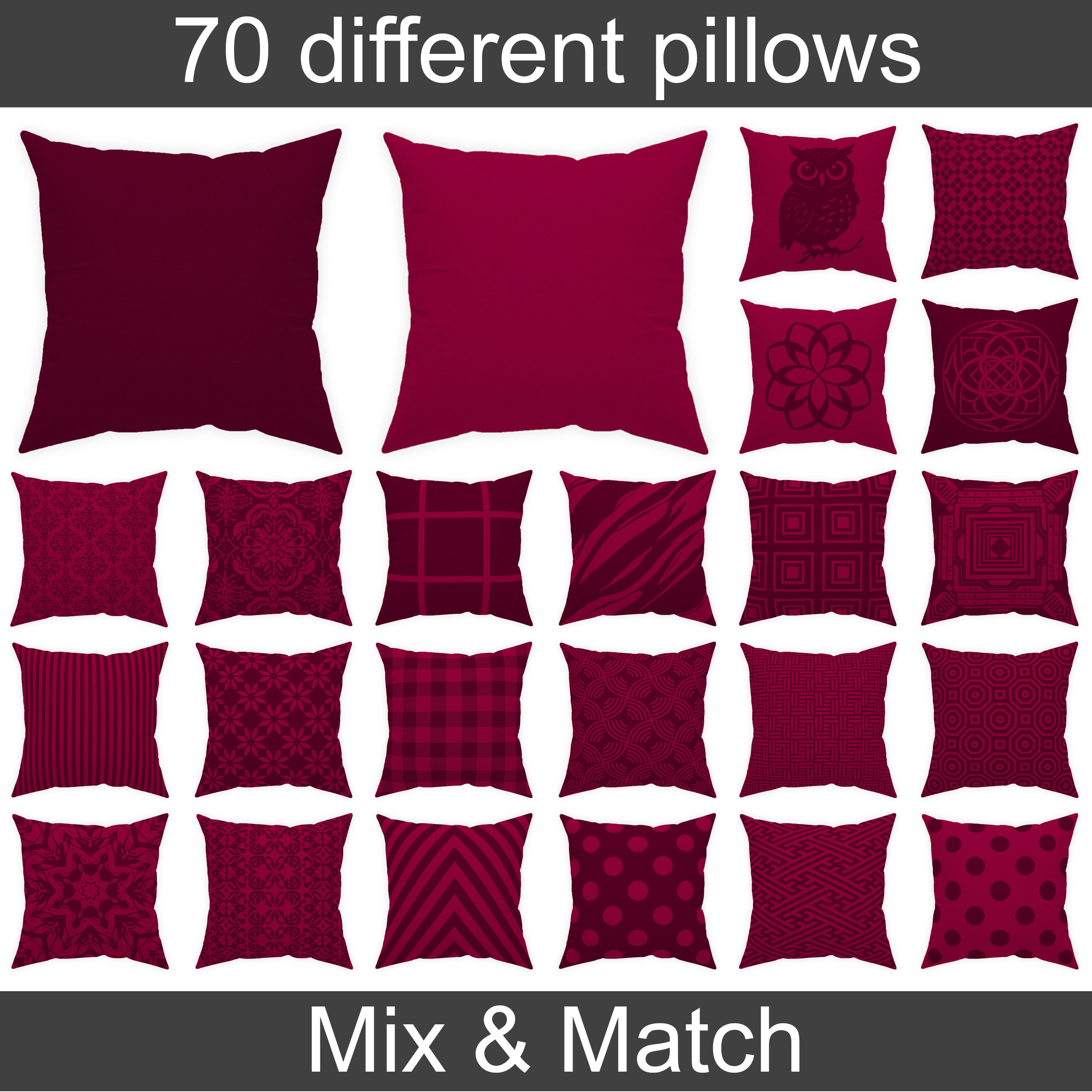 Burgundy Throw Pillow 14x14 16x16 18x18 20x20 24x24 26x26 Indoor and Outdoor Wine Dark Red Cushion Deep Red Euro Sham Home Decor Etsy Canada