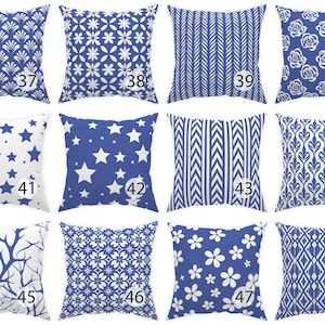 Amparo Blue and white throw pillow 14x14 16x16 18x18 20x20 24x24 26x26, indoor and outdoor cornflower blue cushion home decor euro sham image 5
