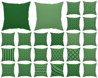 green throw pillow cover 14x14 16x16 18x18 20x20, green patio decor, green decorative outdoor cushion, forest green euro sham
