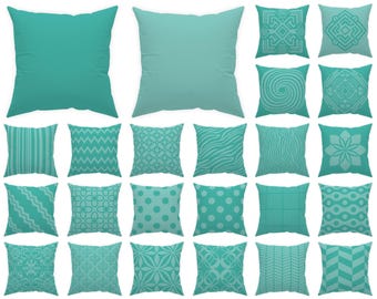 Almofada decorativa turquesa 14x14 16x16 18x18 20x20 24x24 26x26, para uso interno e externo, fronha estilo europeu azul-petróleo claro, capa de almofada turquesa