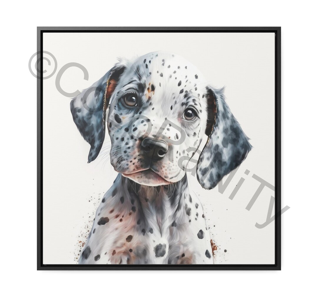 Dalmatian Puppy Portrait, Poster Print Canvas Puppy Wall Decor, Dog ...