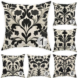 Victoriaans botanisch sierkussen 14 x 14 16 x 16 18 x 18 20 x 20 24 x 24 26 x 26 crème grijs zwart buitenkussen bloemen woondecoratie, cadeau voor haar