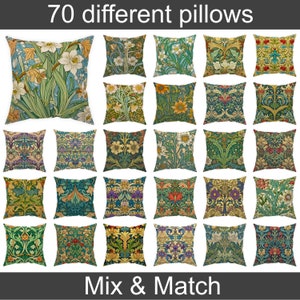 William Morris style cushion covers 14x14 16x16 18x18 20x20, throw pillow, indoor and outdoor, euro sham pillow