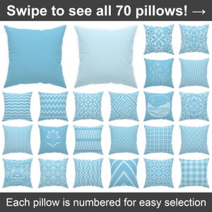 Sky Blue Decorative Throw Pillow Case 14x14, 16x16, 18x18, 20x20, 24x24, 26x26, Aqua Outdoor Cushion Perfect for Coastal Modern Decor