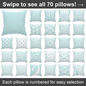 pale blue throw pillow cover 14x14 16x16 18x18 20x20 24x24 26x26, coastal outdoor cushion, light blue and white patio decor, blue euro sham