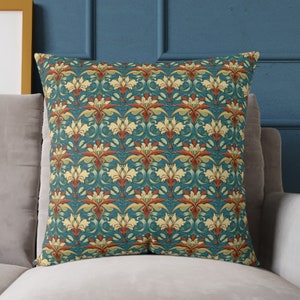 William Morris style Art Nouveau pillow 14x14 16x16 18x18 20x20 24x24 26x26, Indoor | Outdoor Couch Pillow Shams, Living Room Decor
