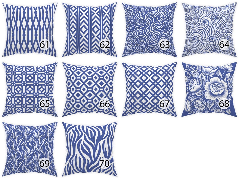 Amparo Blue and white throw pillow 14x14 16x16 18x18 20x20 24x24 26x26, indoor and outdoor cornflower blue cushion home decor euro sham image 7