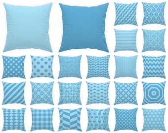 fodera per cuscino azzurro 14x14 16x16 18x18 20x20 24x24 26x26, cuscino per divano da esterno azzurro cielo, cuscino azzurro cielo, federa euro azzurro acqua