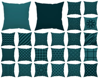 Dark teal throw pillow 14x14 16x16 18x18 20x20 24x24 26x26, teal room decor, outdoor cushion, teal green euro sham, decorative pillow cover