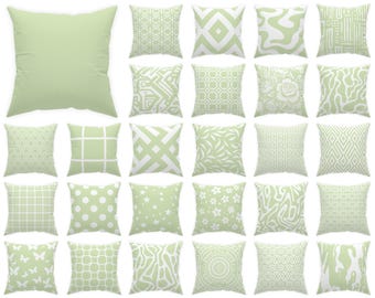 White Light Green Throw Pillows Lime Cream Pastel Light Green