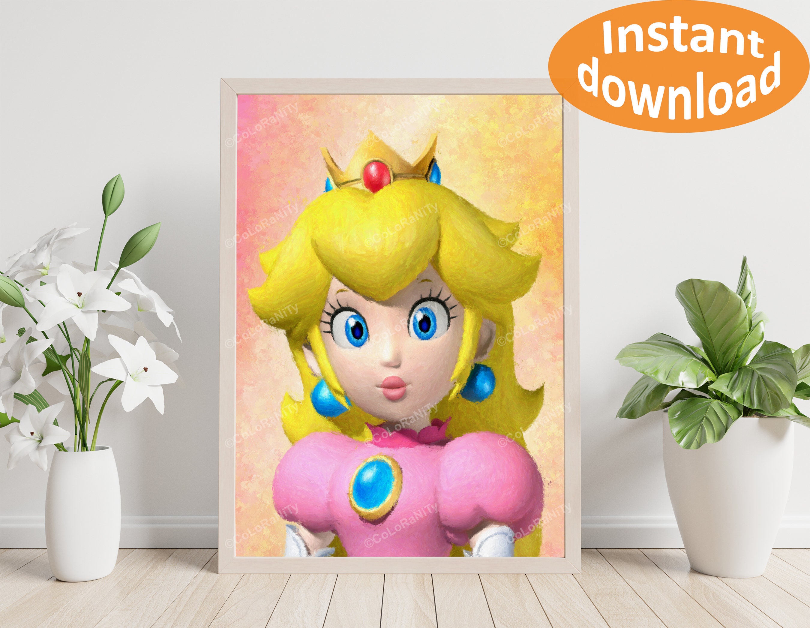 Princess peach print mario printable princess peach party | Etsy