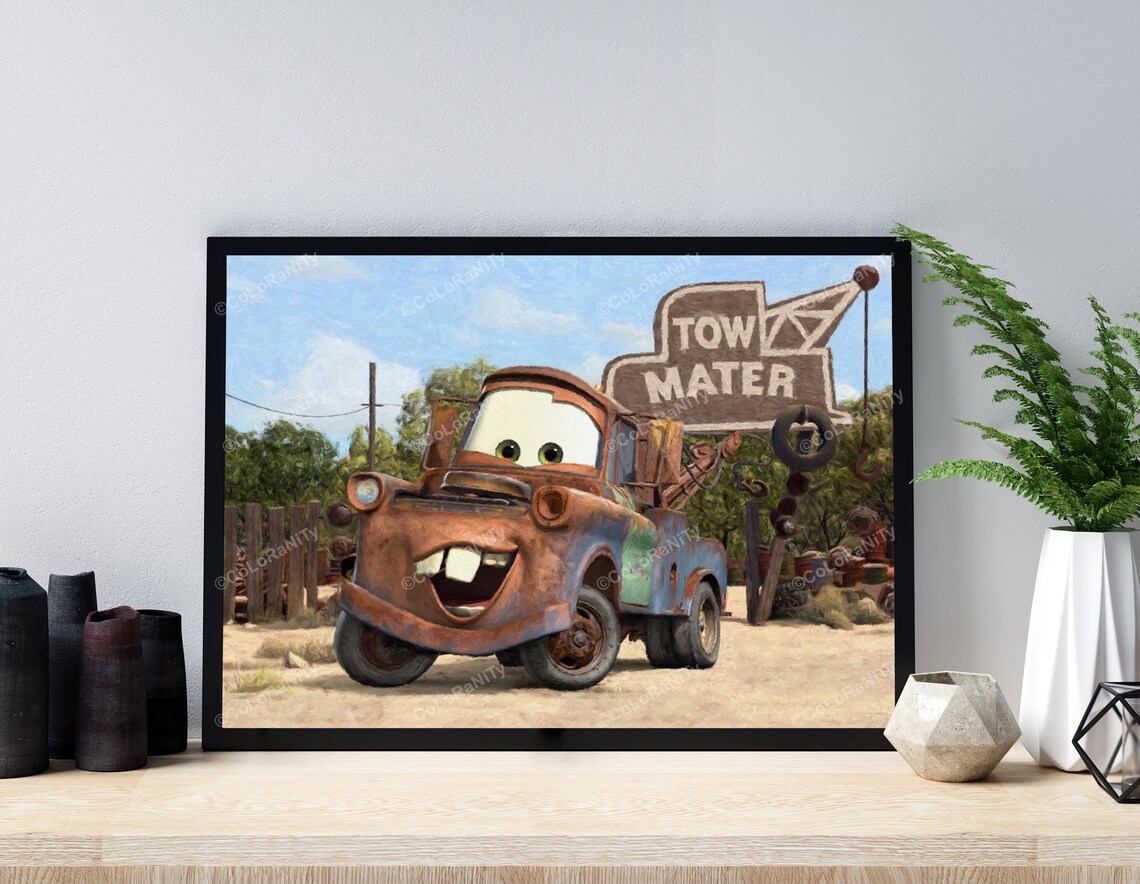 Tow mater poster cars nursery tow mater decor cars party | Etsy