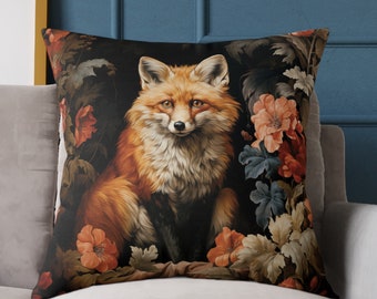 Fox throw pillow 14x14 16x16 18x18 20x20 24x24 26x26, Indoor | Outdoor, Rustic Cabin Euro Sham, Victorian Cottage Decorative Cushion