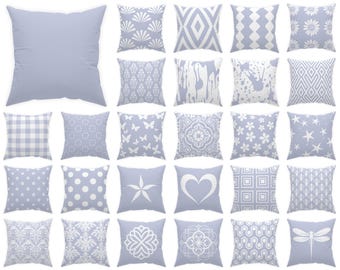 Periwinkle Pillow Cover 14x14 16x16 18x18 20x20 24x24 26x26 Soft Spring Summer Accent Cushion, Indoor Outdoor Euro Sham, Living Room Decor