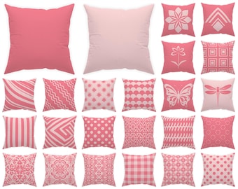 Erdbeer pink Kissenbezug 14x14 16x16 18x18 20x20 24x24 26x26, rosa Kissenbezug, modernes Outdoor-Kissen, weicher rosa Eurosham