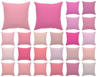 Solid pink throw pillow cover 14x14 16x16 18x18 20x20 24x24 26x26, pink outdoor cushion, pastel pink decor euro sham, pink accent pillow
