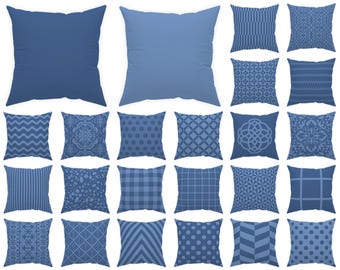 Blue throw pillow cover 14x14 16x16 18x18 20x20 24x24 26x26, indoor or outdoor blue cushion, euro sham home decor