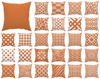 Orange farbener Kissenbezug 14x14 16x16 18x18 20x20 24x24 26x26, bernsteinfarbenes Kissen für drinnen oder draußen, rustikales Wohndekor