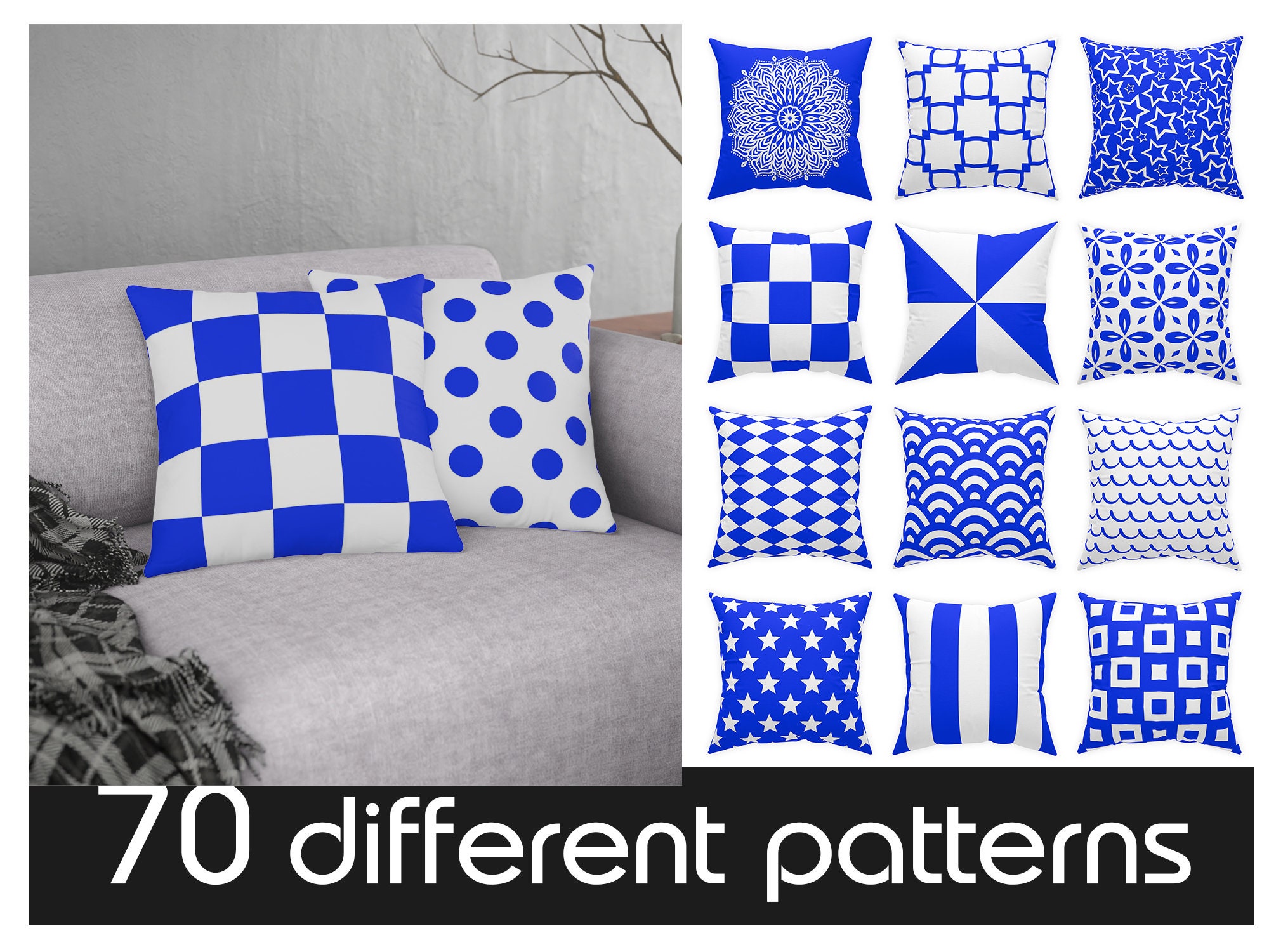Royal Blue Pillow Etsy Canada