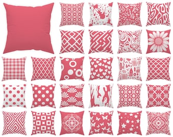 Federa decorativa per cuscino rosa corallo, per interni ed esterni 14x14, 16x16, 18x18, 20x20, 24x24, 26x26 – Perfetta per spazi moderni o costieri